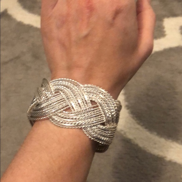 Silver Braided Cuff Bracelet by Express - Picture 2 of 8